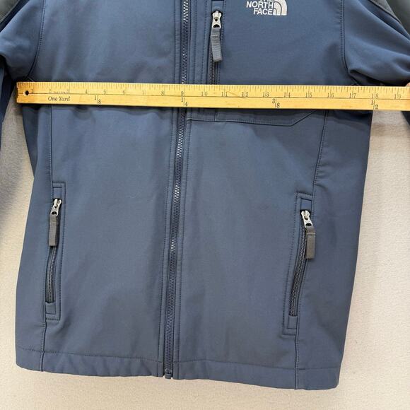 The North Face Soft Shell Jacket Boys L Grey Blue Full Zip Color Block Outdoor - Picture 11 of 12